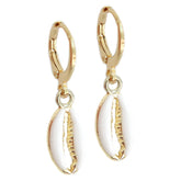 Earrings gold shell white
